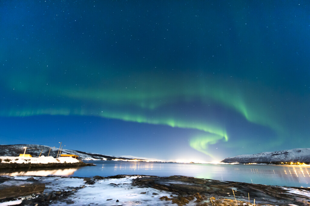 The polar lights in Norway. Tromso.Vikran