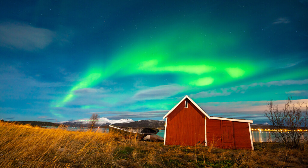 The polar lights in Norway. Tromso,Vikran